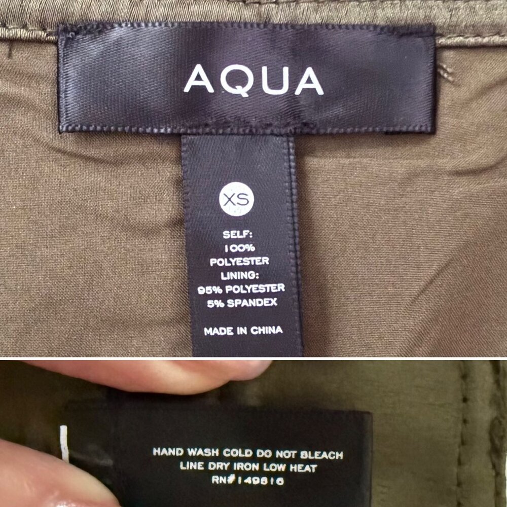 Olive Green Mini Skirt Size XS Cargo Style Pockets Indie Style by Aqua - Picture 7 of 11